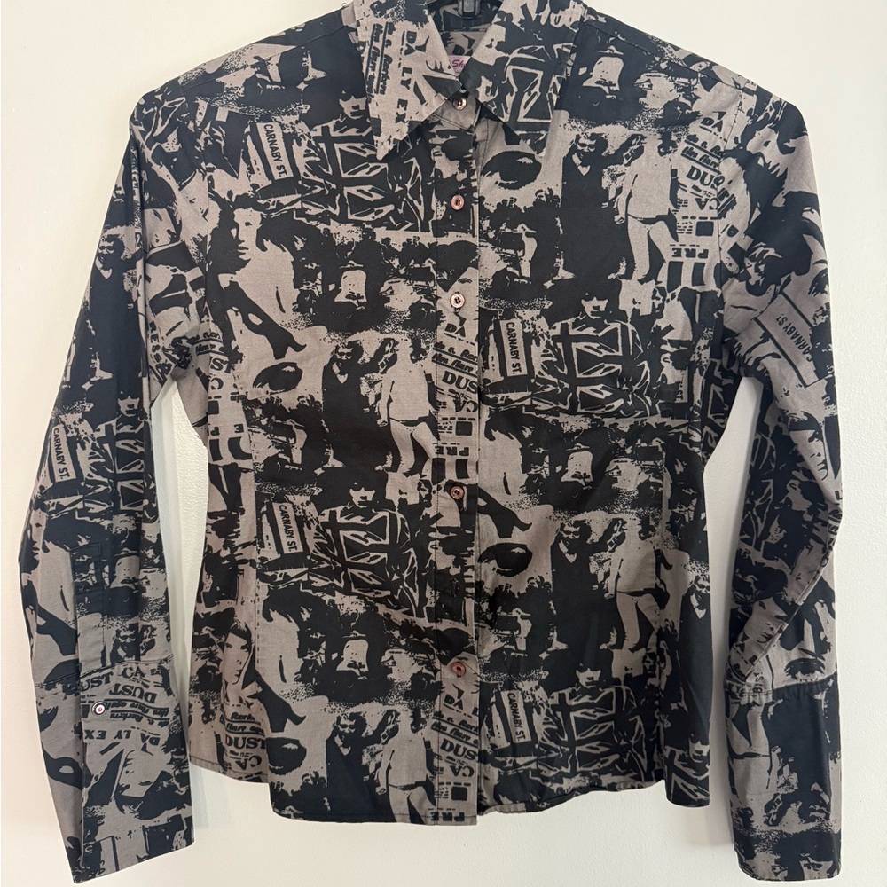 Ben Sherman Black and Gray Graphic Women's Blazer